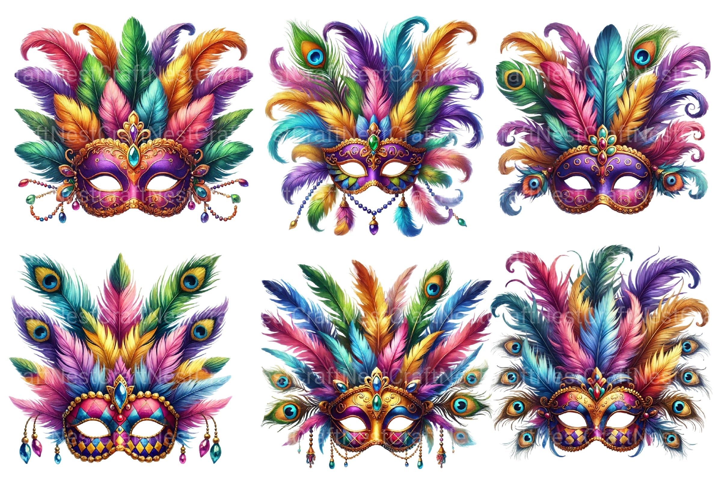 Mardi Gras Mask Clipart Bundle