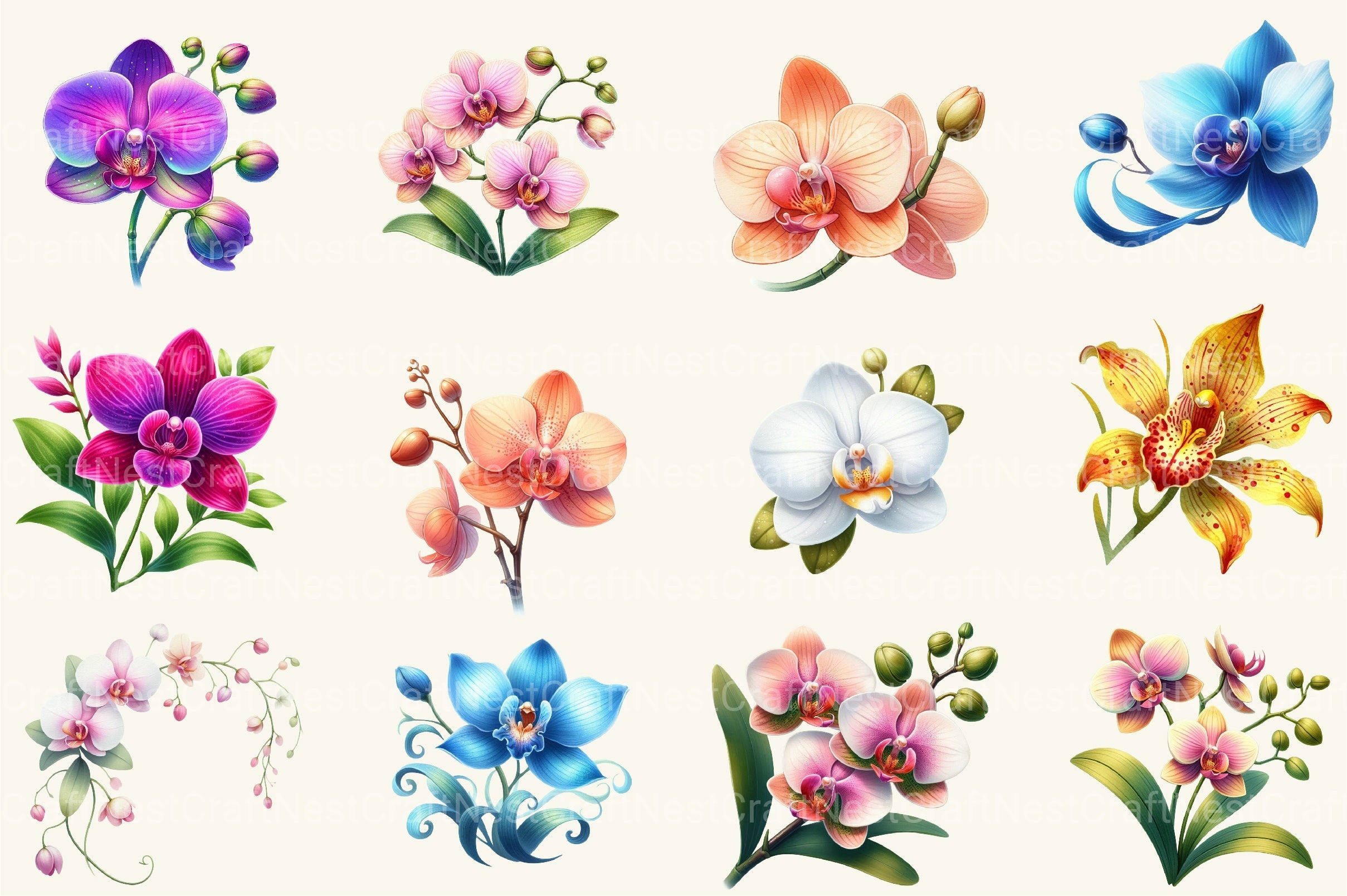 Orchid Clipart Bundle