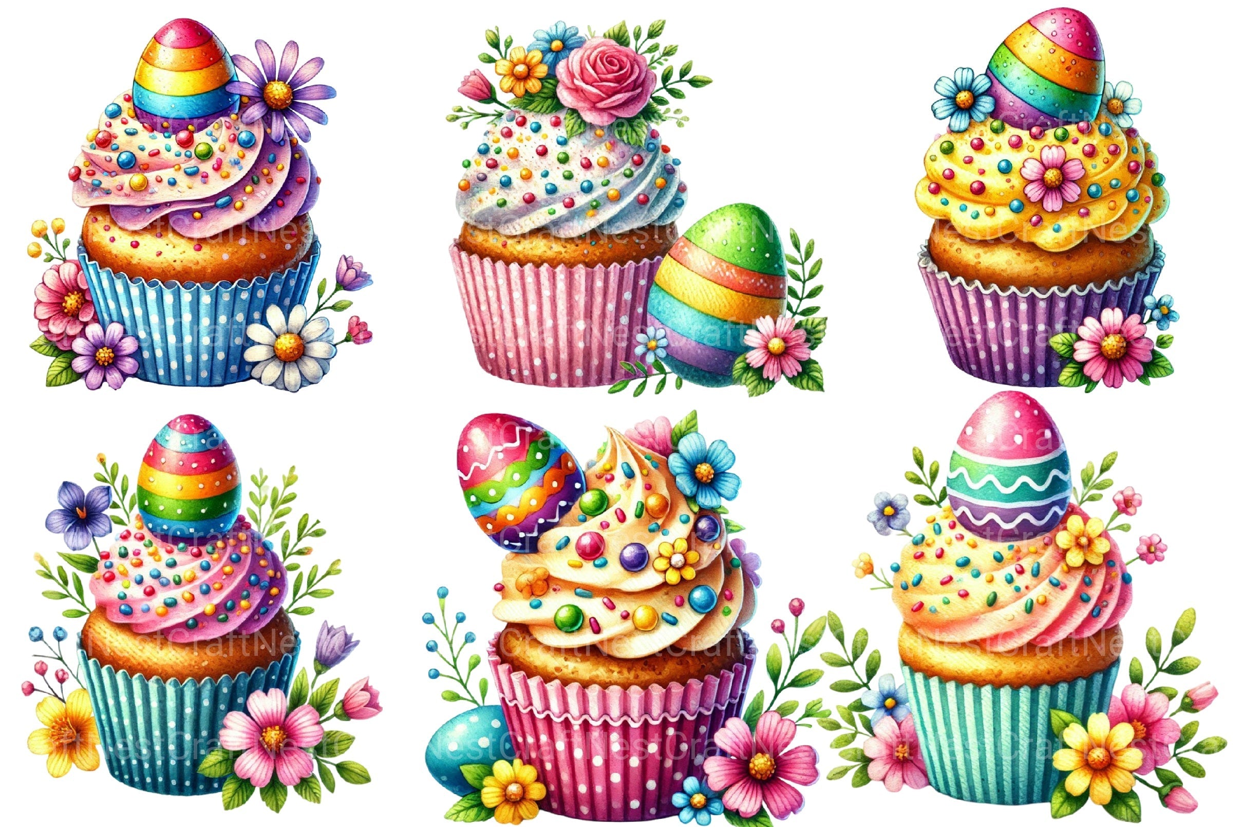 Easter Cupcake Clipart Bundle 2