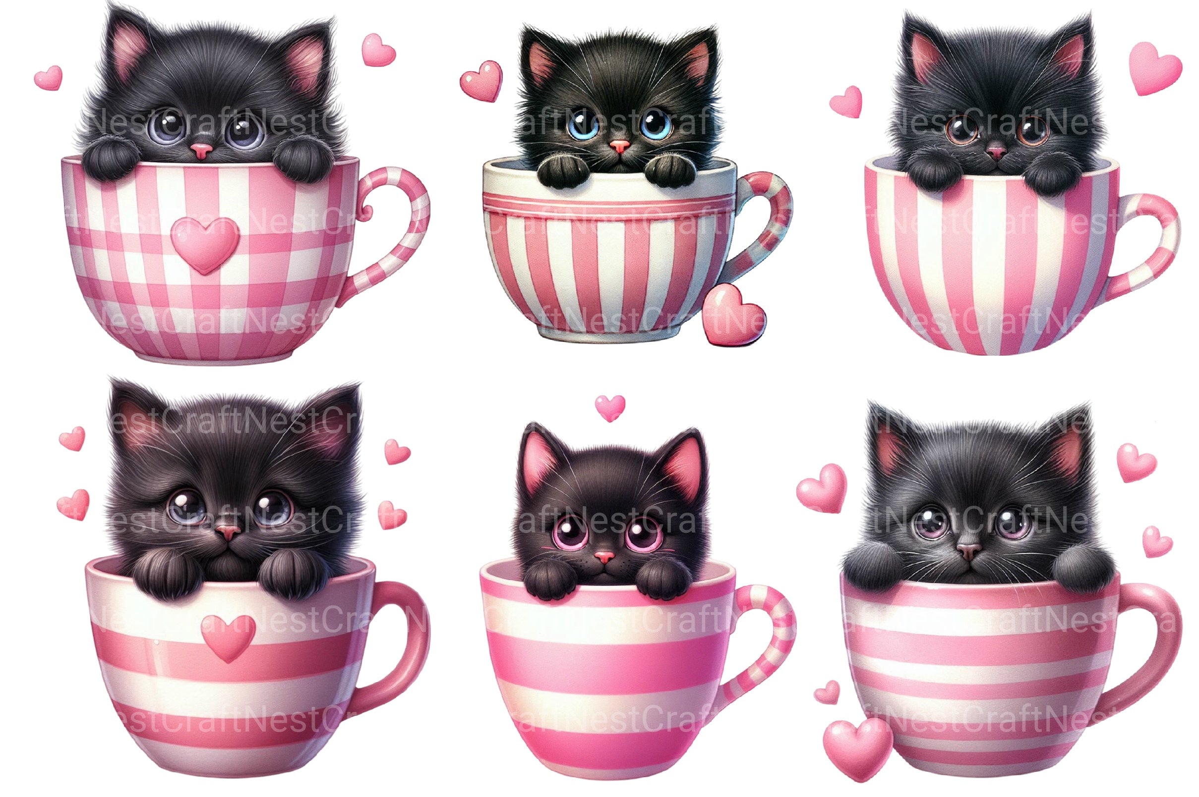 Valentine's Black Cat Clipart Bundle 1