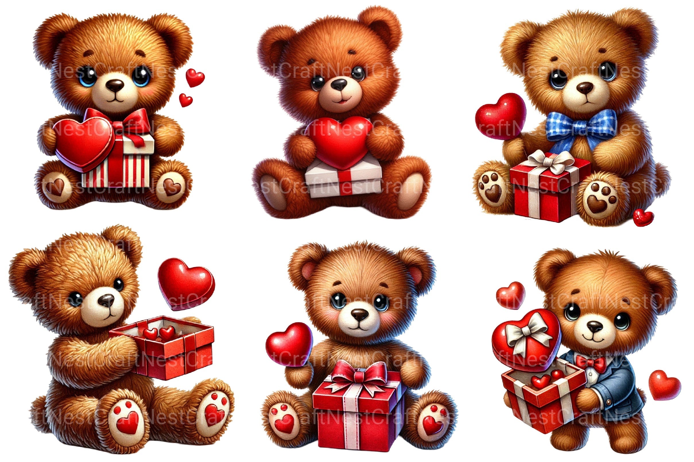 Valentines Teddy Bear Clipart Bundle