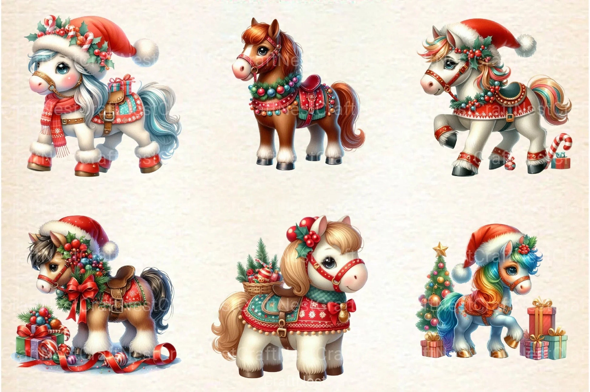 Christmas Horse Clipart Bundle 2 - CraftNest - Digital Crafting and Art