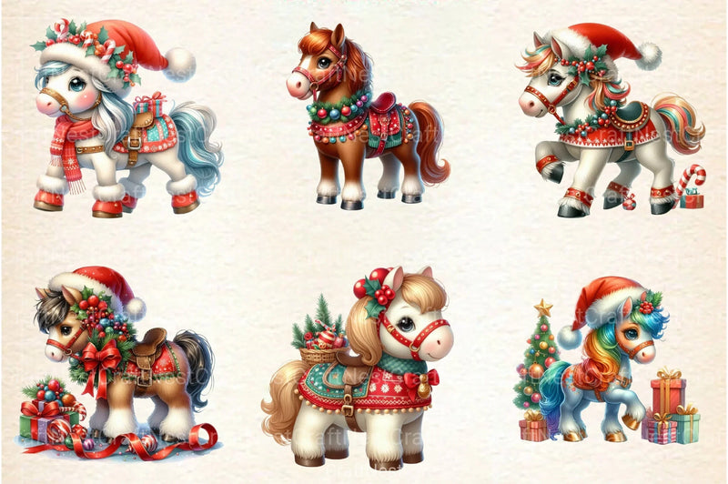 Christmas Horse Clipart Bundle 2 - CraftNest - Digital Crafting and Art
