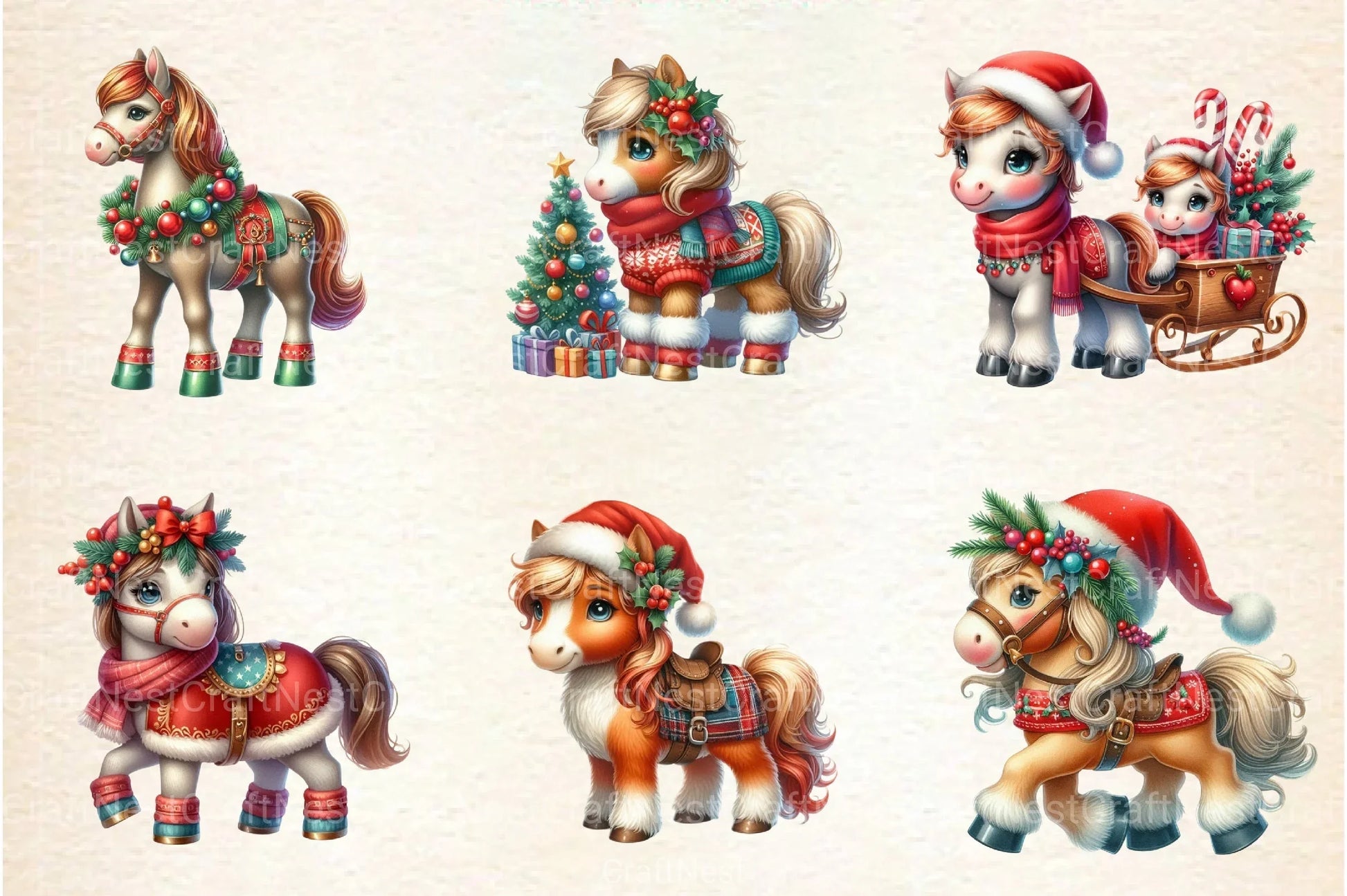 Christmas Horse Clipart Bundle 2 - CraftNest - Digital Crafting and Art