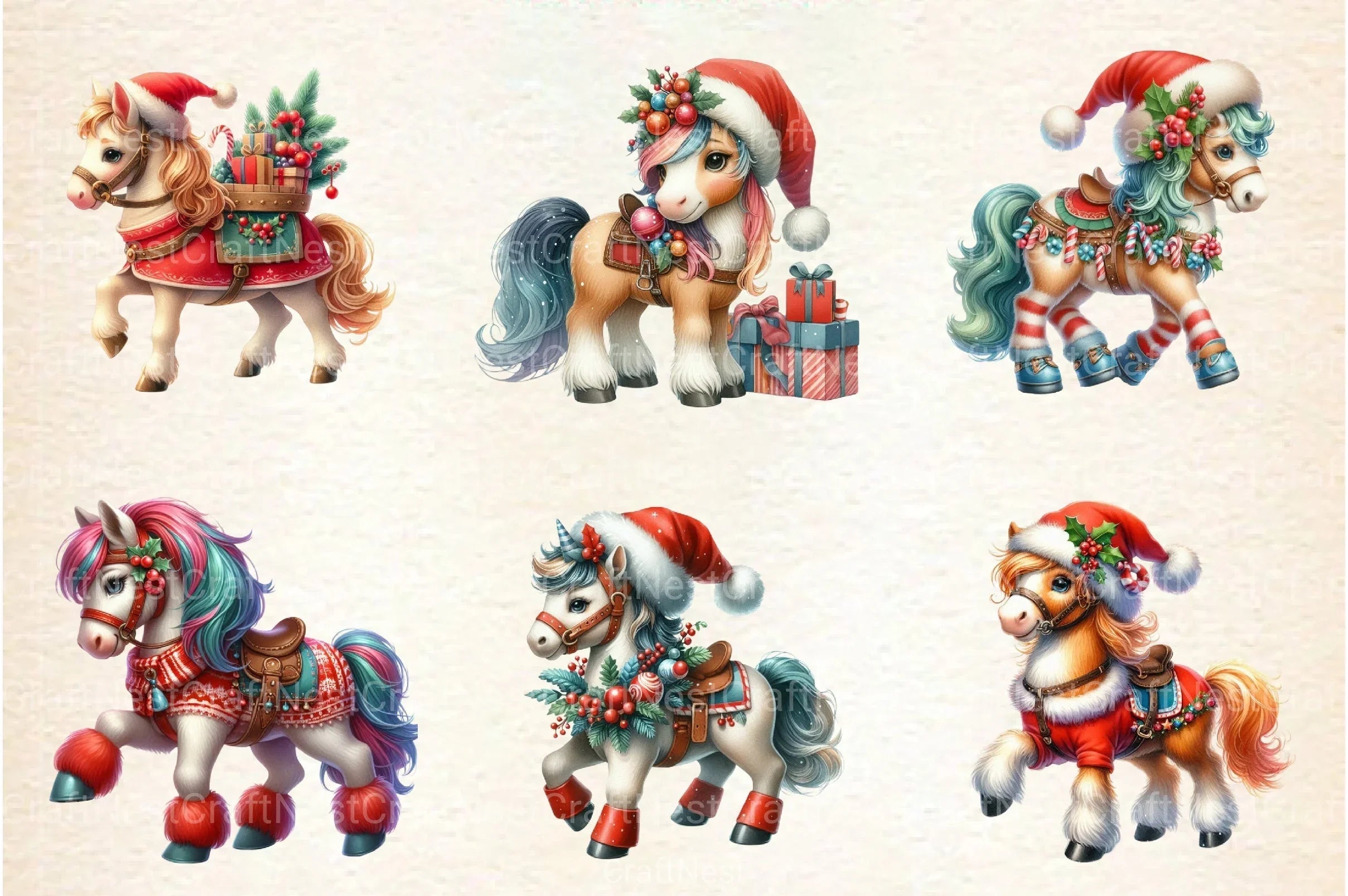 Christmas Horse Clipart Bundle 2 - CraftNest - Digital Crafting and Art