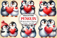 Valentine Penguin Clipart Bundle 99 - CraftNest - Digital Crafting and Art