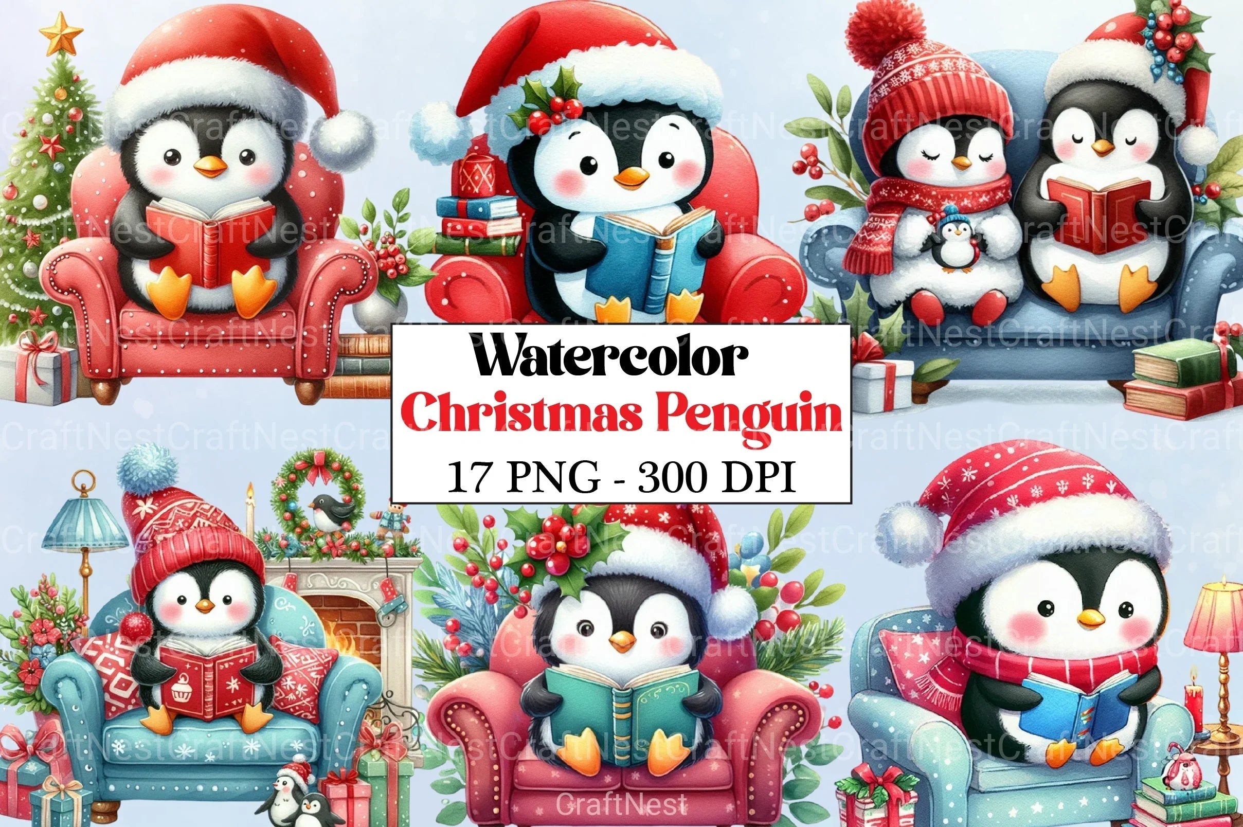 Christmas Penguin Clipart Bundle - CraftNest - Digital Crafting and Art