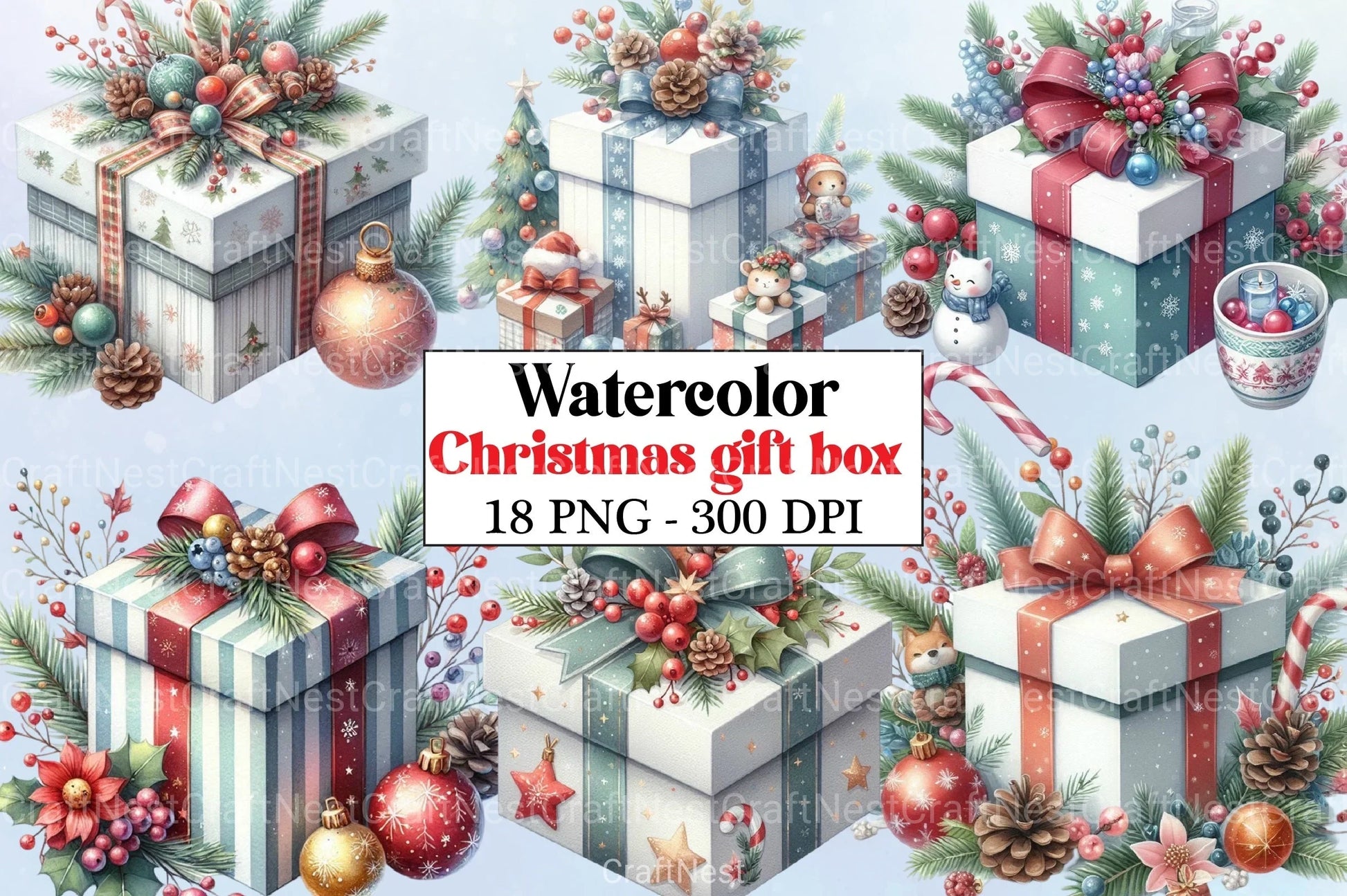 Christmas Gift Box Clipart Bundle 99 - CraftNest - Digital Crafting and Art