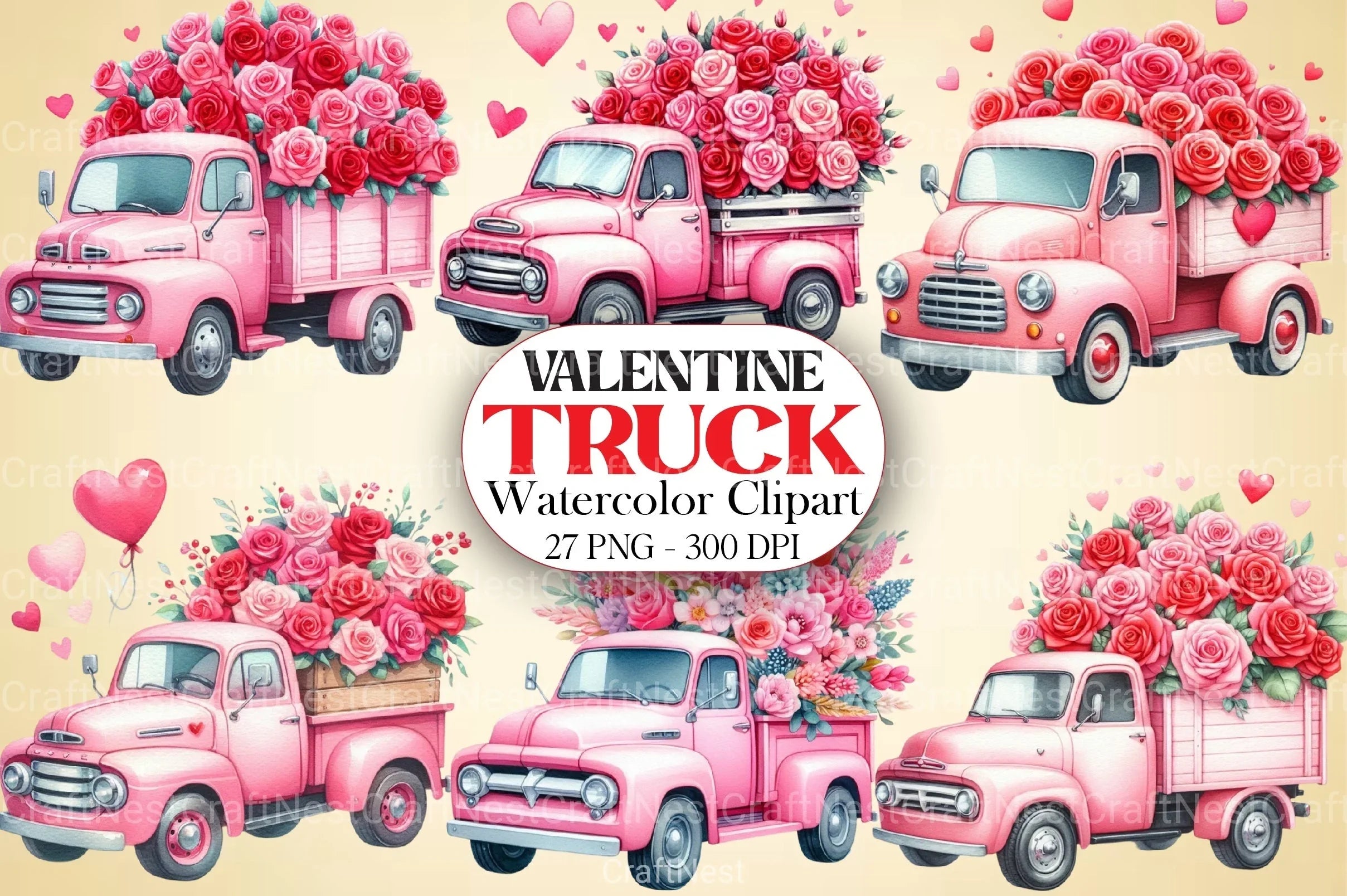 Valentine Truck Clipart Bundle 7 - CraftNest - Digital Crafting and Art