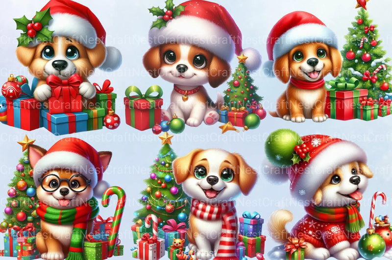 Christmas Cute Dog Clipart Bundle 4 - CraftNest - Digital Crafting and Art