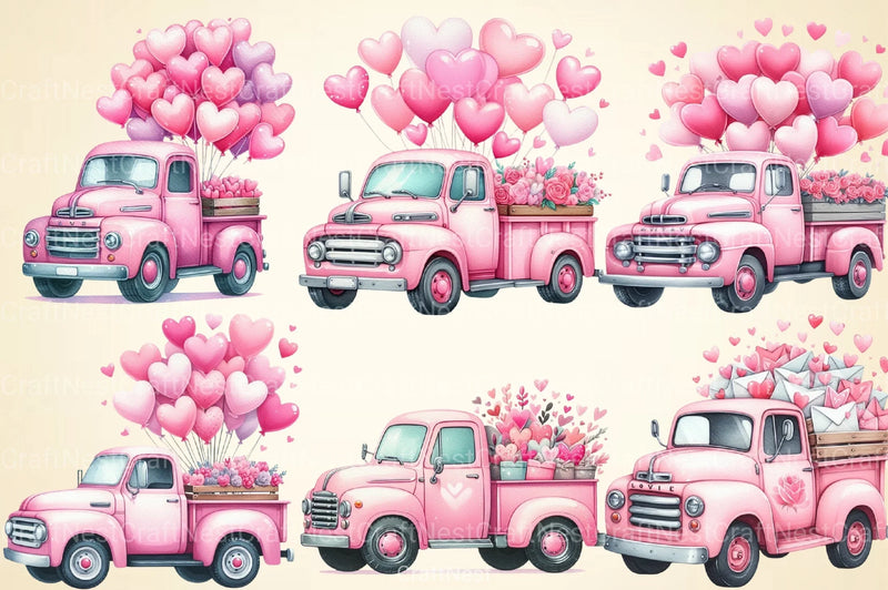 Valentine Truck Clipart Bundle 7 - CraftNest - Digital Crafting and Art
