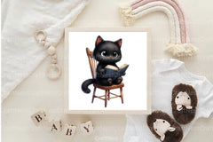 Black Cat with Book Clipart Bundle - CraftNest - Digital Crafting and Art