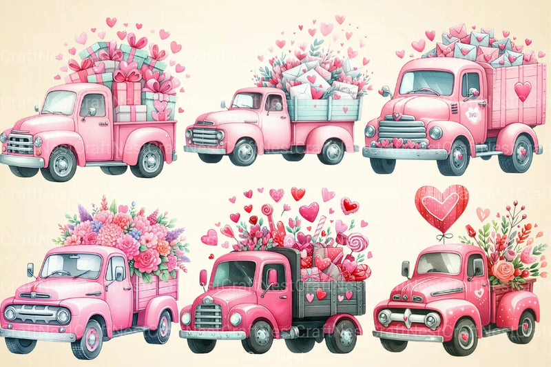 Valentine Truck Clipart Bundle 7 - CraftNest - Digital Crafting and Art