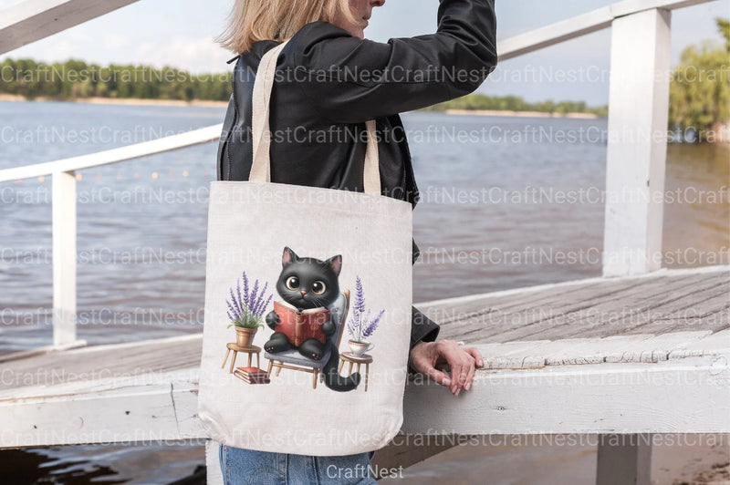 Black Cat with Book Clipart Bundle - CraftNest - Digital Crafting and Art