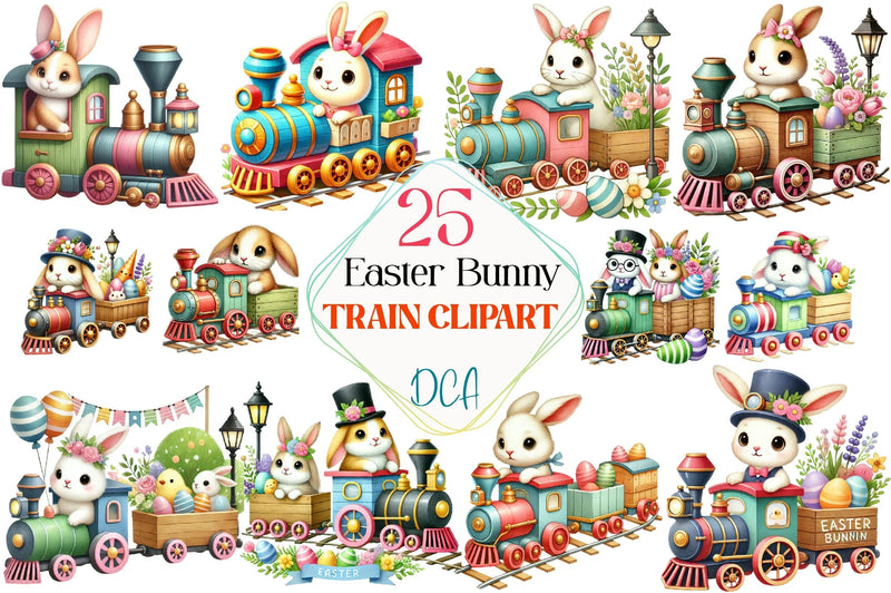 Easter Bunny Train Clipart Bundle - CraftNest - Digital Crafting and Art