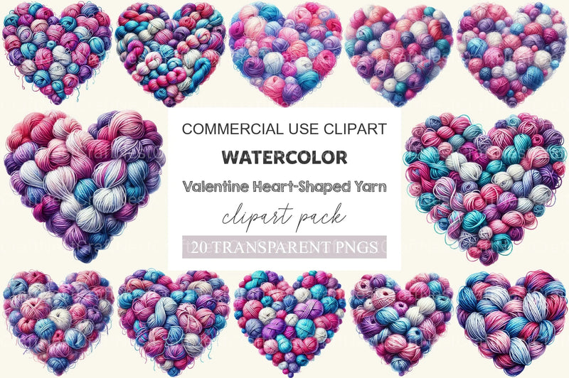Valentine Heart Shaped Yarn Clipart Bundle - CraftNest - Digital Crafting and Art