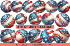 4th of July Baseball Clipart - CraftNest - Digital Crafting and Art