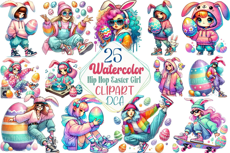 Hip Hop Easter Girl Clipart Bundle - CraftNest - Digital Crafting and Art