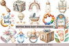 Neutral Boho Baby Shower Doodle Clipart