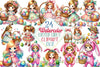 Cute Easter Girls Clipart Bundle