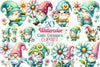Cute Gnomes with Daisy Flower Clipart Bundle