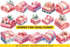 Summer Pink Towel Clipart Bundle
