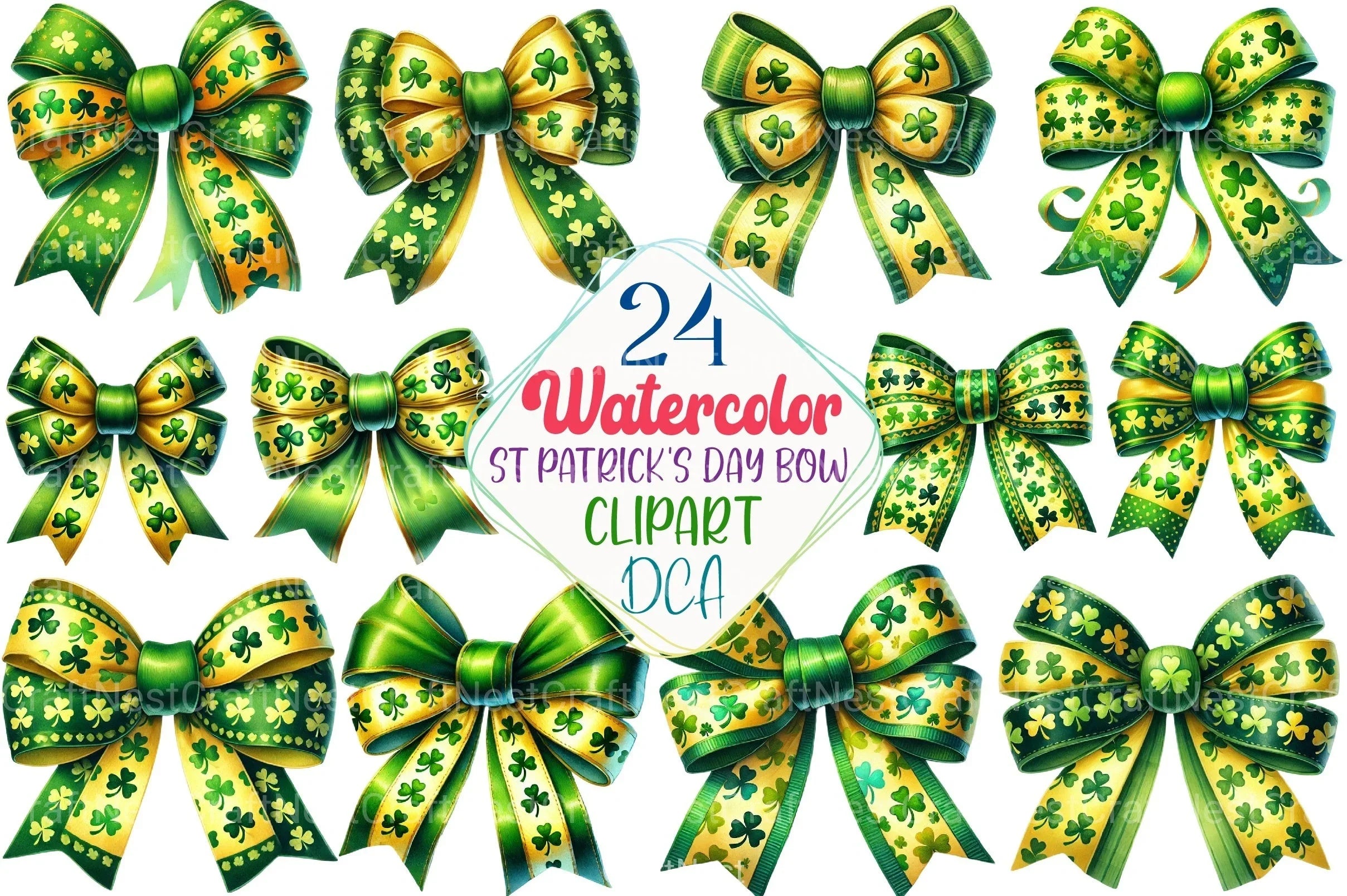 St. Patrick's Day Bow Clipart Bundle 4 - CraftNest - Digital Crafting and Art