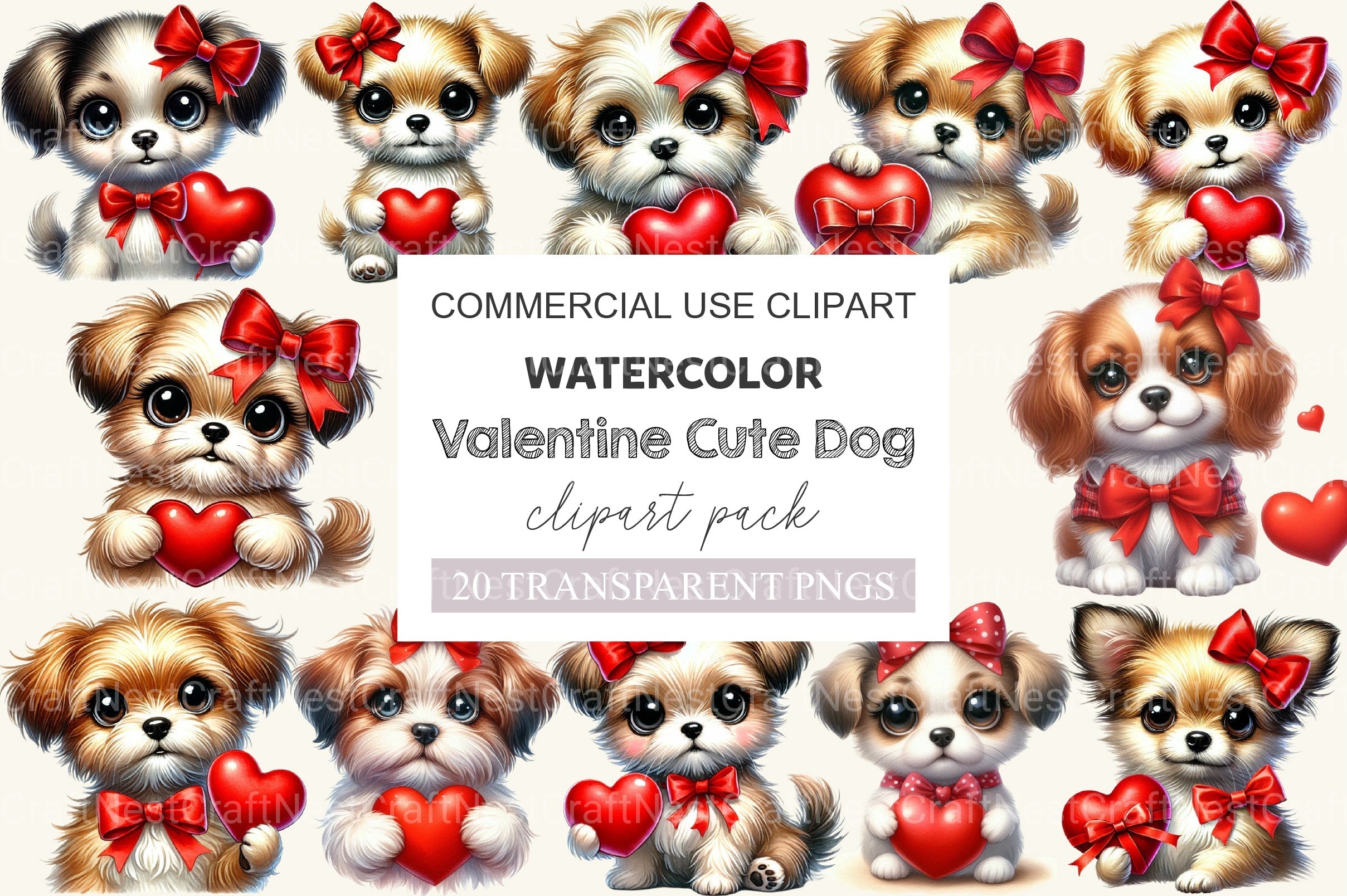 Valentine Cute Dog Clipart Bundle