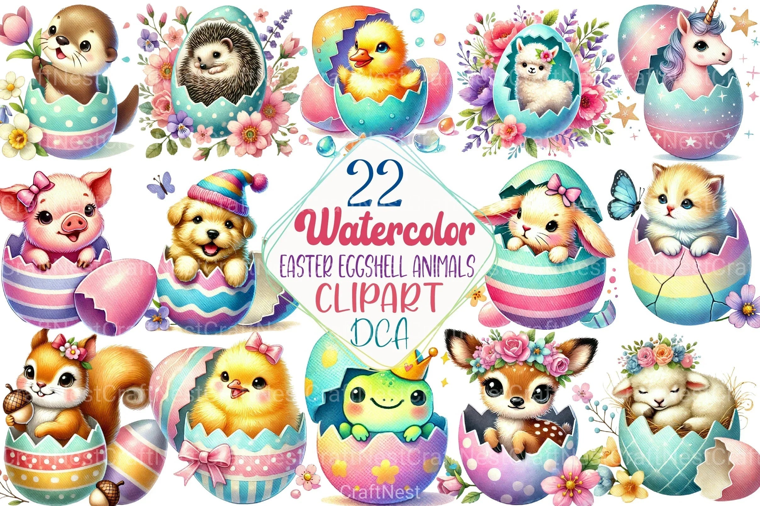 Easter Eggshell Animals Clipart Bundle 1 - CraftNest - Digital Crafting and Art