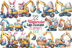 Eggs Excavator Construction Easter Clipart Bundle - CraftNest - Digital Crafting and Art