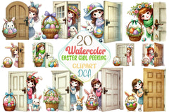Easter Girl Peeking Clipart Bundle - CraftNest - Digital Crafting and Art