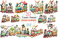 Easter Bunny Train Clipart Bundle 1 - CraftNest - Digital Crafting and Art