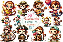 Monkey Clipart Bundle - CraftNest - Digital Crafting and Art