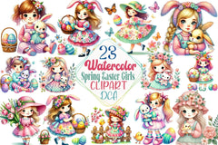 Spring Easter Girls Clipart Bundle - CraftNest - Digital Crafting and Art