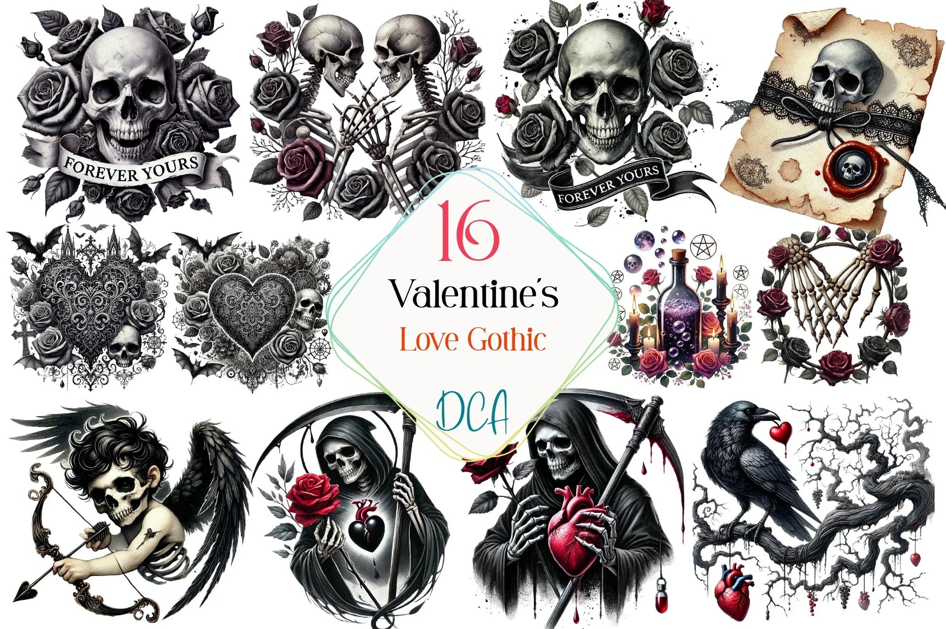 Gothic Valentine's Day Clipart Bundle - CraftNest - Digital Crafting and Art