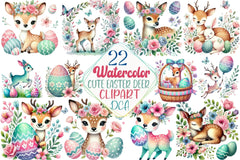 Cute Easter Deer Clipart Bundle - CraftNest - Digital Crafting and Art