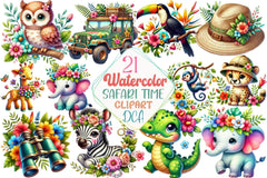 Spring Safari Time Clipart Bundle - CraftNest - Digital Crafting and Art