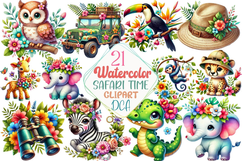 Spring Safari Time Clipart Bundle - CraftNest - Digital Crafting and Art