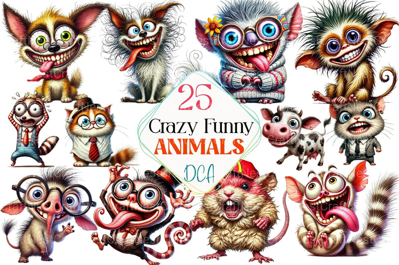 Crazy Funny Animals Clipart Bundle 1 - CraftNest - Digital Crafting and Art