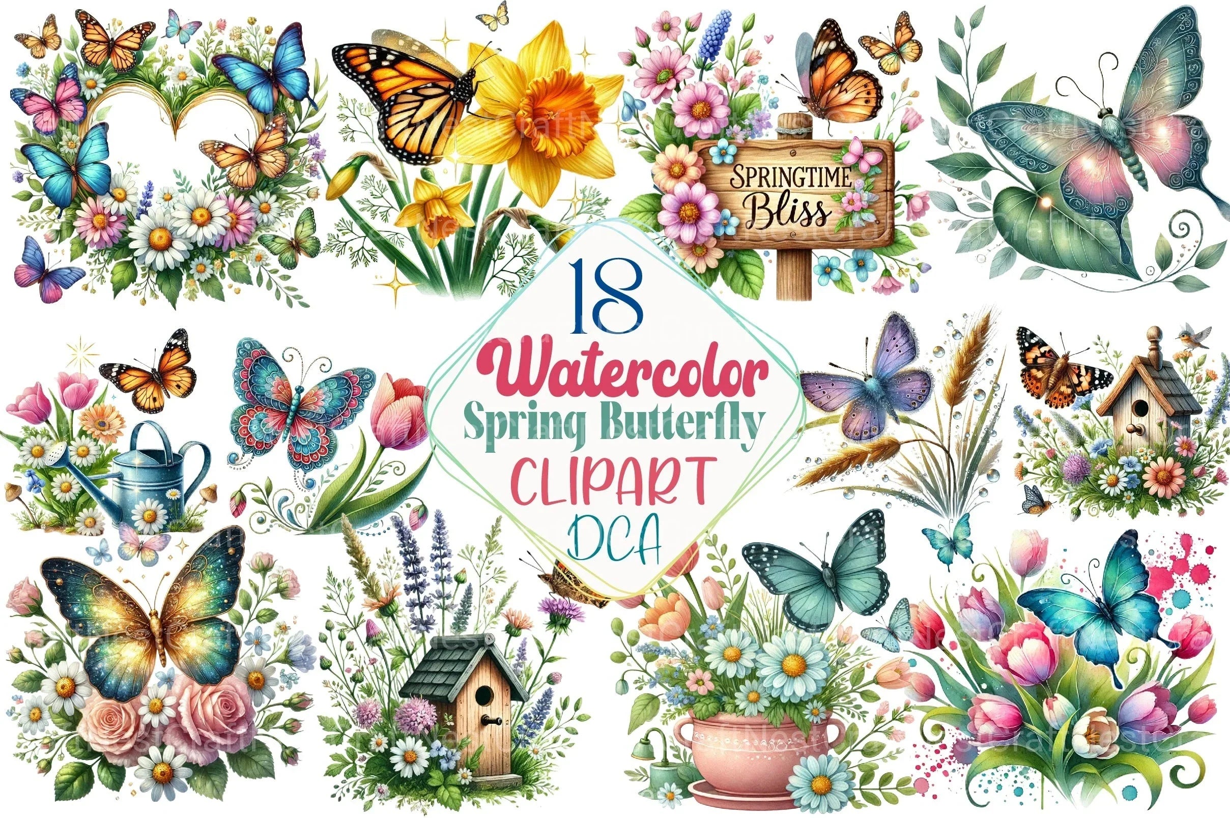 Spring Butterfly Clipart Bundle 2 - CraftNest - Digital Crafting and Art