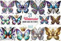 Mardi Gras Butterfly Clipart Bundle - CraftNest - Digital Crafting and Art