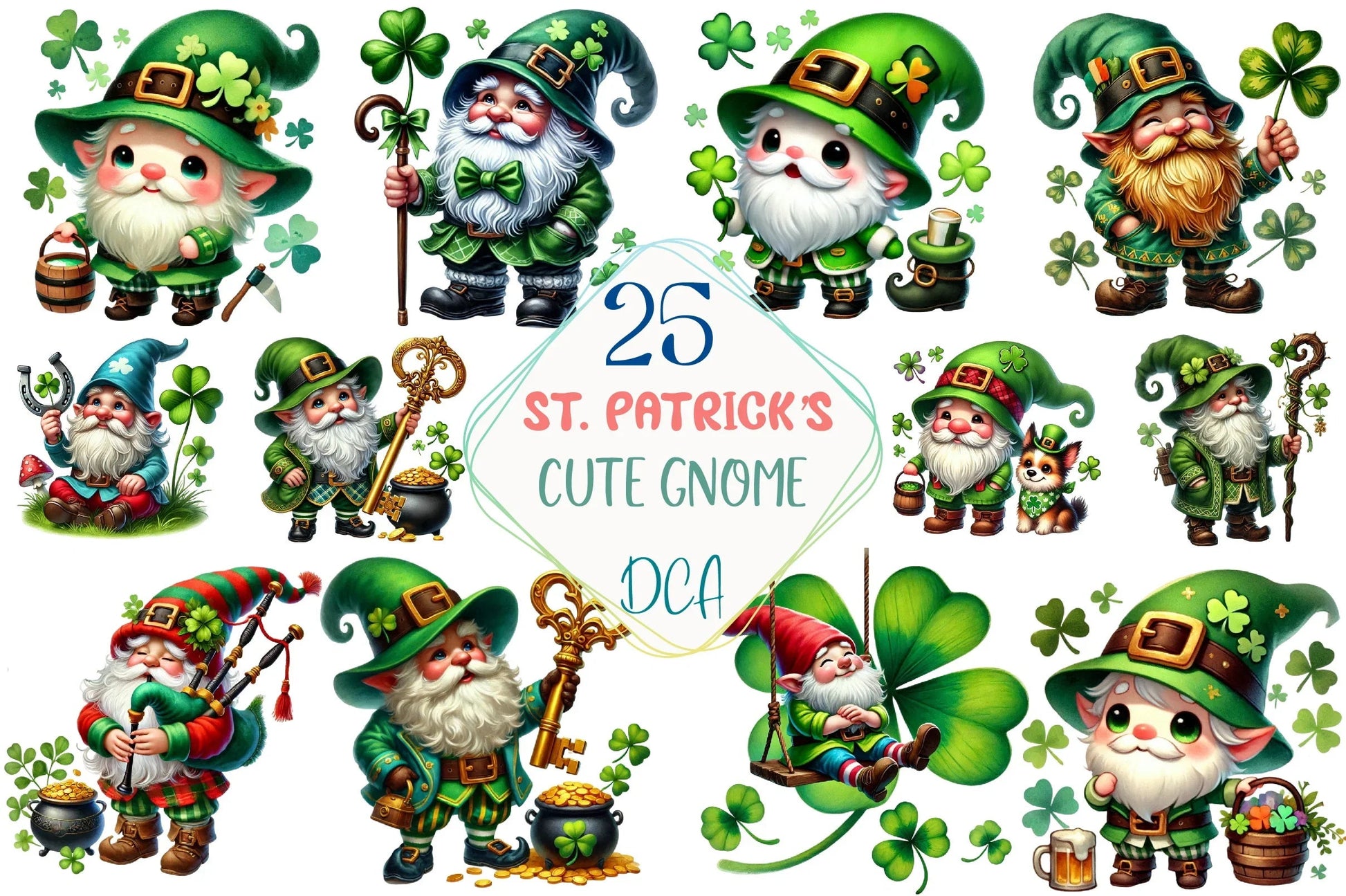 St. Patrick's Day Gnome Clipart Bundle - CraftNest - Digital Crafting and Art