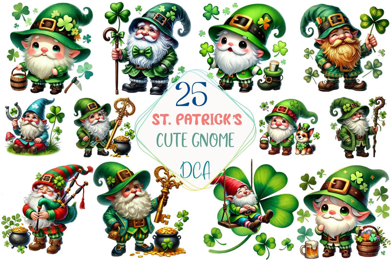 St. Patrick's Day Gnome Clipart Bundle - CraftNest - Digital Crafting and Art
