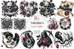 Gothic Valentine's Day Clipart Bundle 6 - CraftNest - Digital Crafting and Art