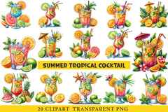 Summer Tropical Cocktail Clipart Bundle - CraftNest - Digital Crafting and Art