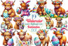 Easter Highland Cow Clipart Bundle