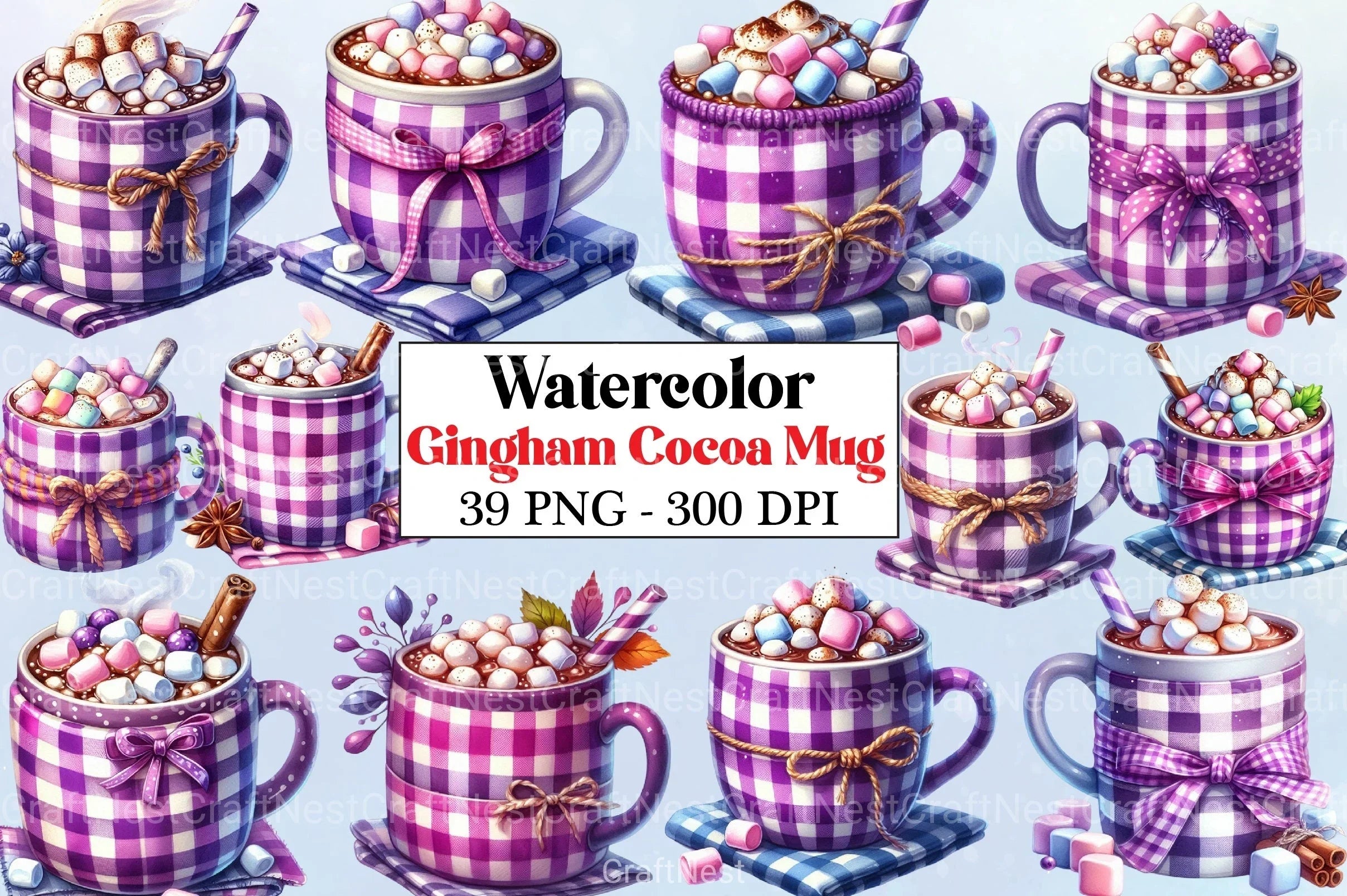 Gingham Cocoa Clipart Bundle - CraftNest - Digital Crafting and Art