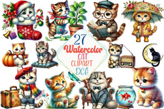 Cat Clipart Bundle for Creative Projects - CraftNest - Digital Crafting and Art