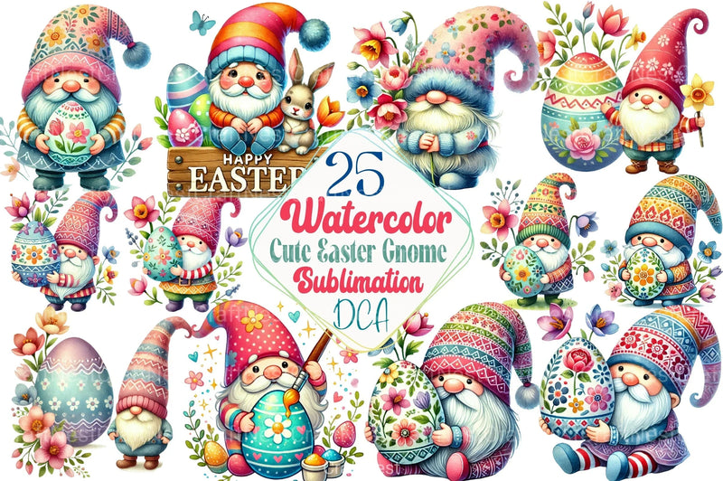 Cute Easter Gnome Clipart Bundle 99 - CraftNest - Digital Crafting and Art