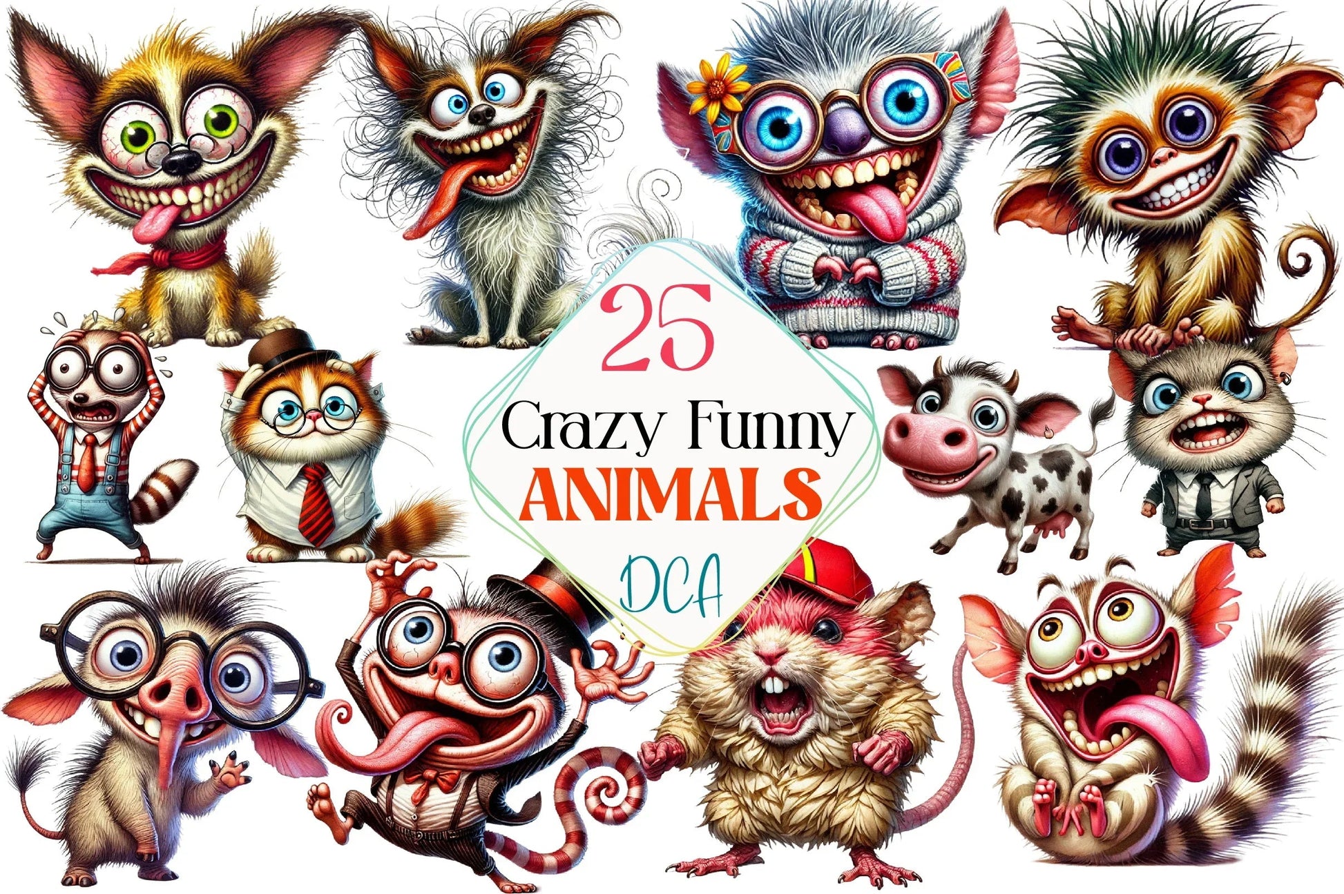 Crazy Funny Animals Clipart Bundle - CraftNest - Digital Crafting and Art